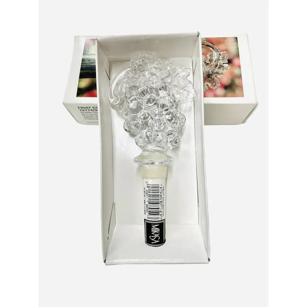 Mikasa Austrian Crystal Wine Bottle Stopper Grapes Fruit collectible